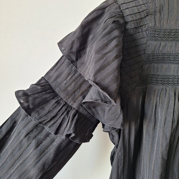 TOPSHOP Black High Neck Prairie Top - Picture 2 of 9